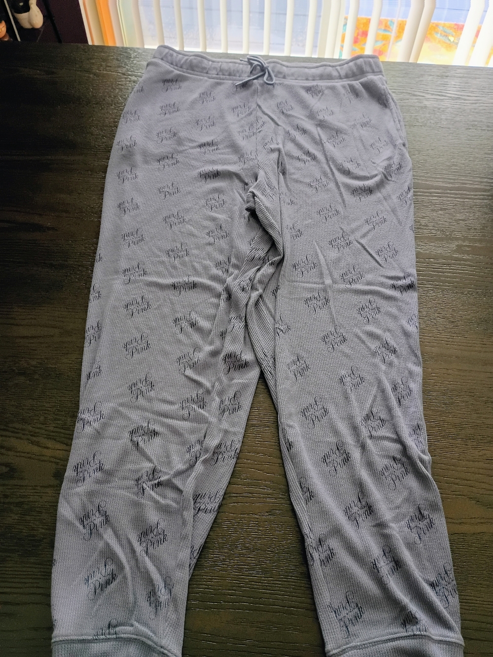 PINK Victoria's Secret Gray Logo Waffle Knit Joggers